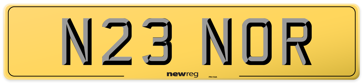 N23 NOR Rear Number Plate