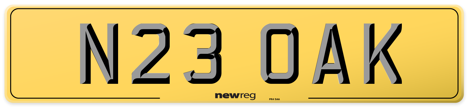 N23 OAK Rear Number Plate