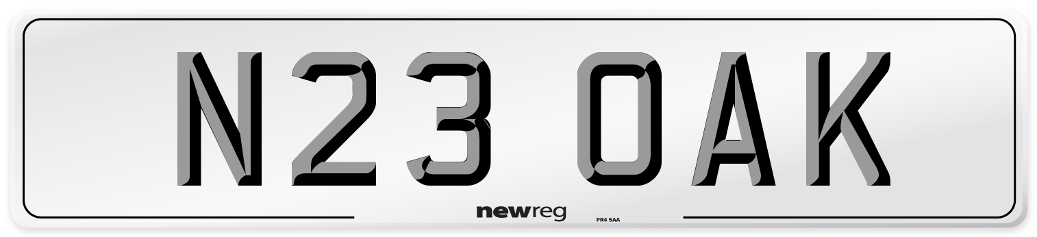 N23 OAK Front Number Plate