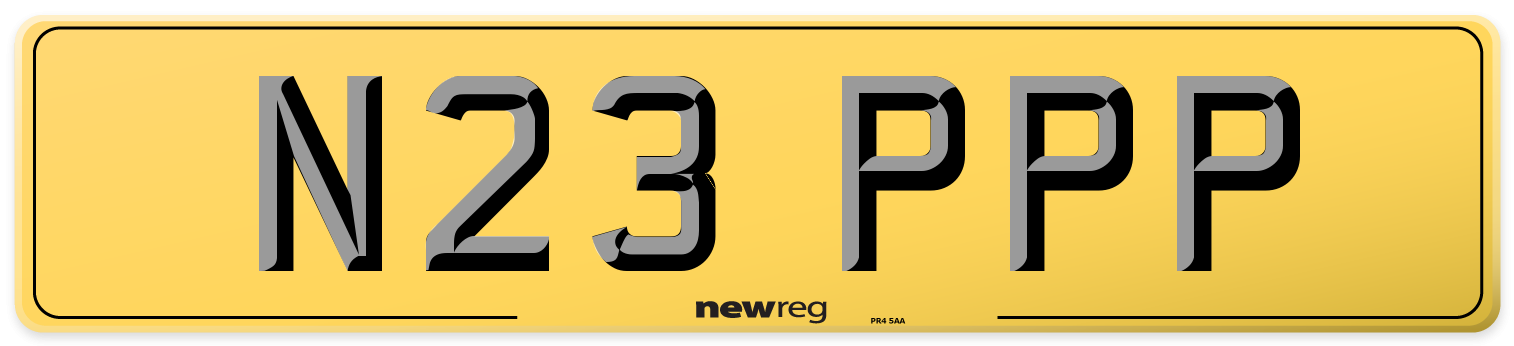 N23 PPP Rear Number Plate
