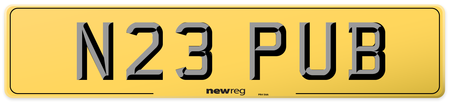 N23 PUB Rear Number Plate