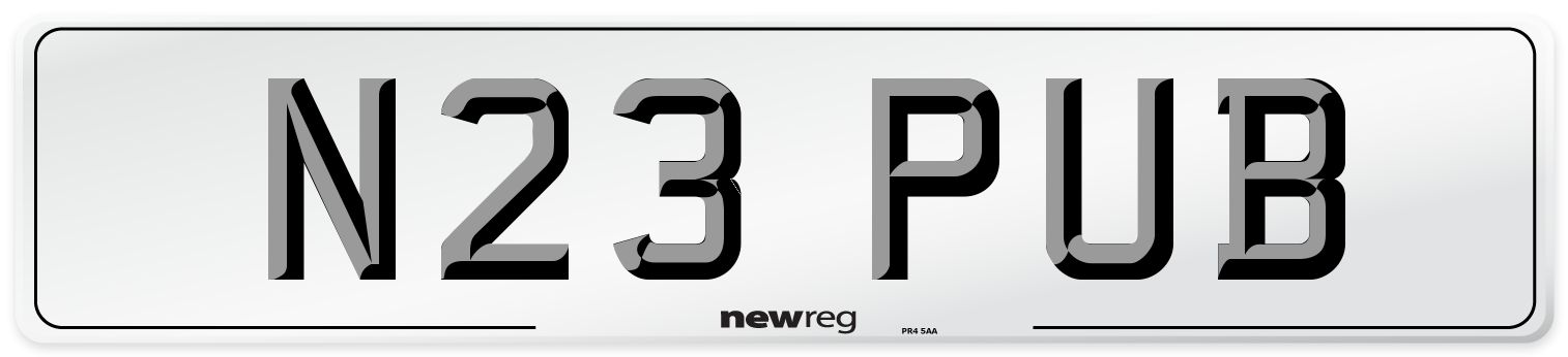 N23 PUB Front Number Plate