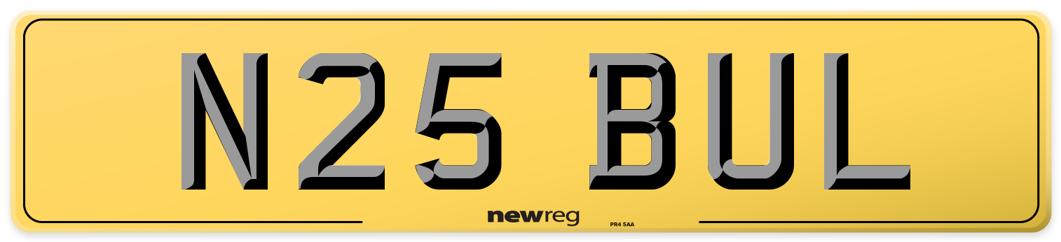 N25 BUL Rear Number Plate