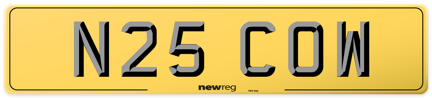 N25 COW Rear Number Plate