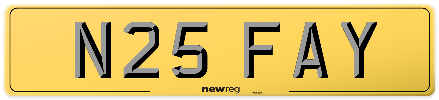 N25 FAY Rear Number Plate