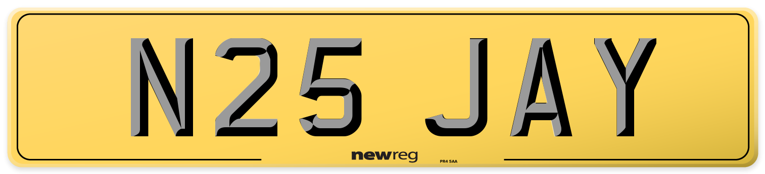 N25 JAY Rear Number Plate