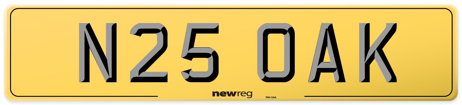 N25 OAK Rear Number Plate