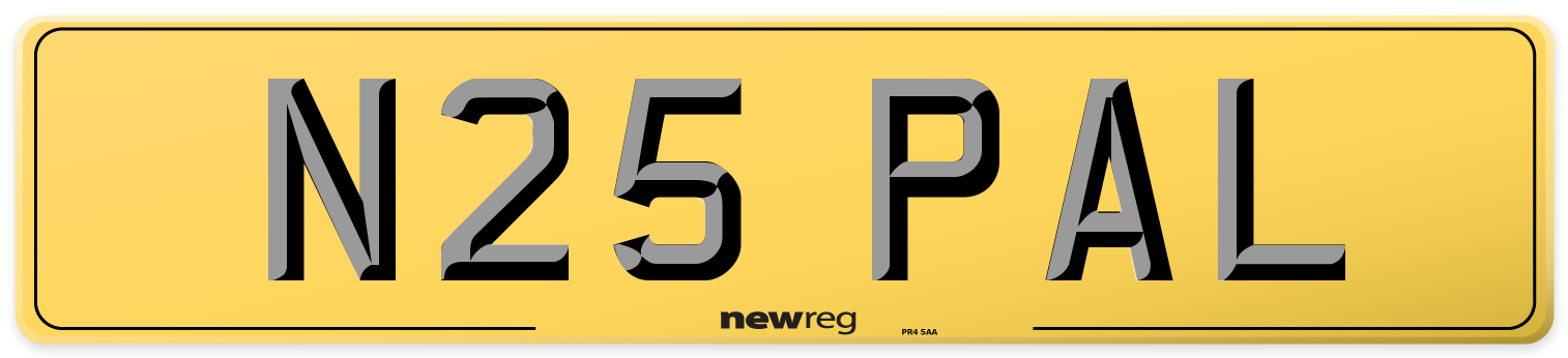 N25 PAL Rear Number Plate