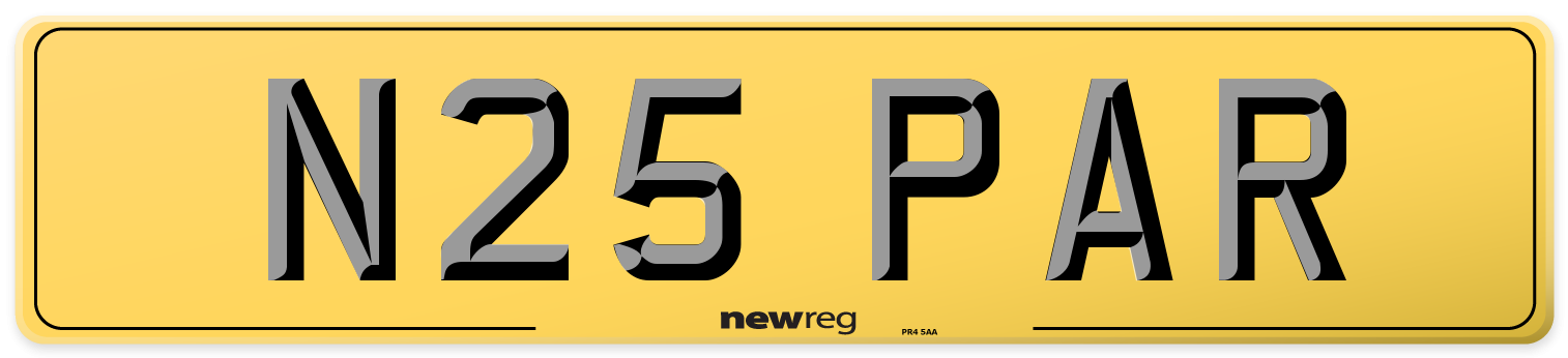 N25 PAR Rear Number Plate