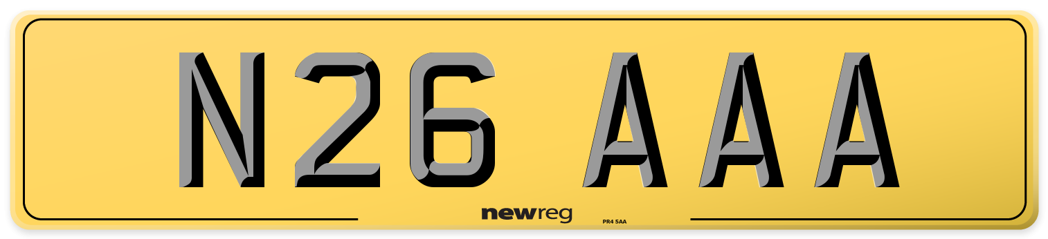 N26 AAA Rear Number Plate