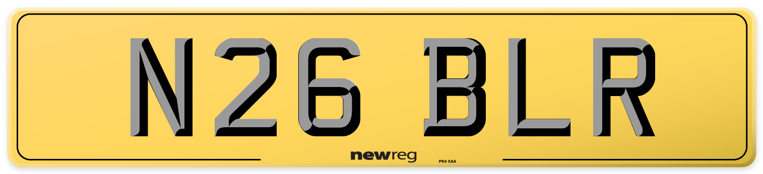 N26 BLR Rear Number Plate
