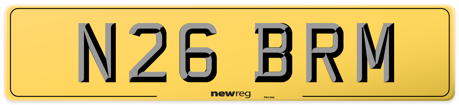 N26 BRM Rear Number Plate
