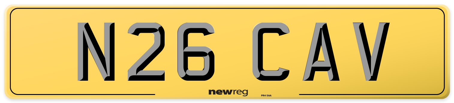 N26 CAV Rear Number Plate