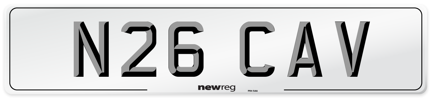 N26 CAV Front Number Plate