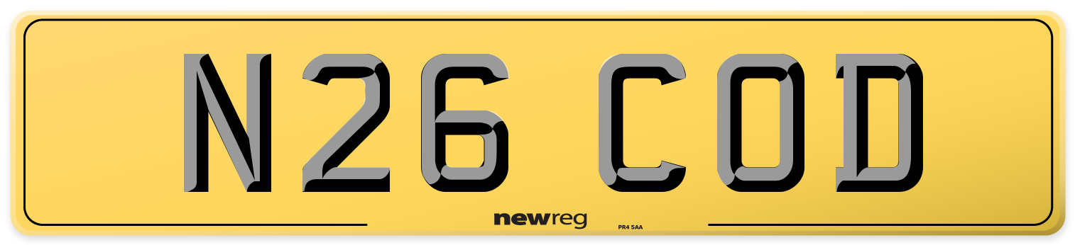 N26 COD Rear Number Plate