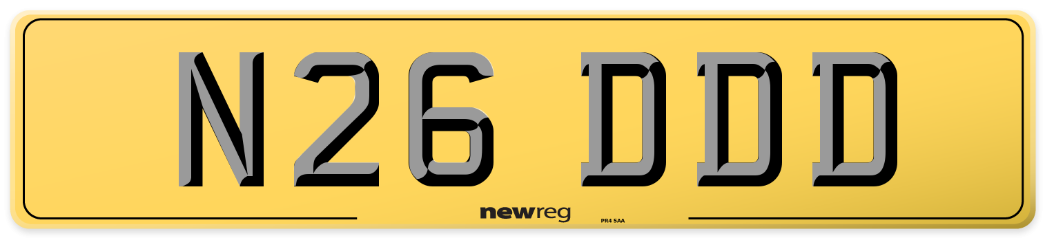 N26 DDD Rear Number Plate