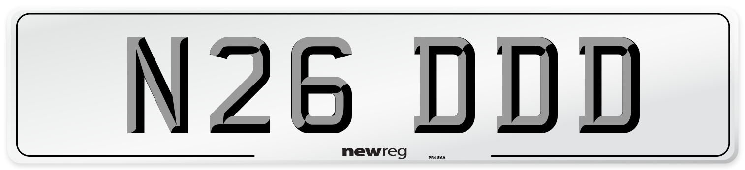 N26 DDD Front Number Plate