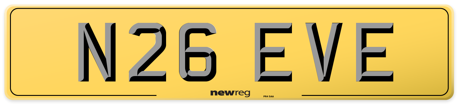 N26 EVE Rear Number Plate
