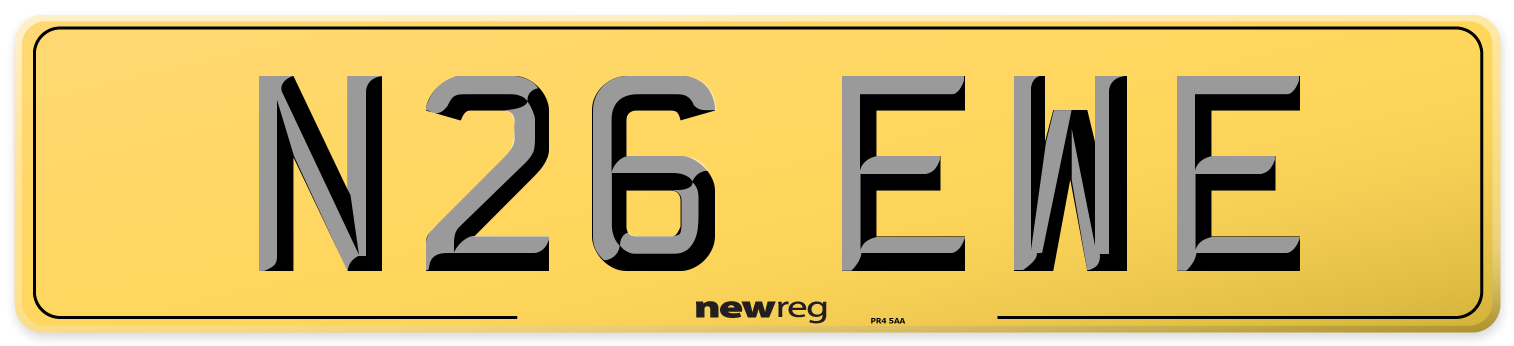 N26 EWE Rear Number Plate