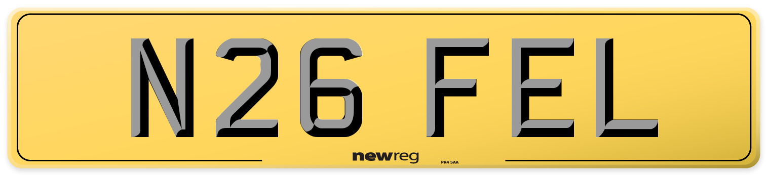 N26 FEL Rear Number Plate