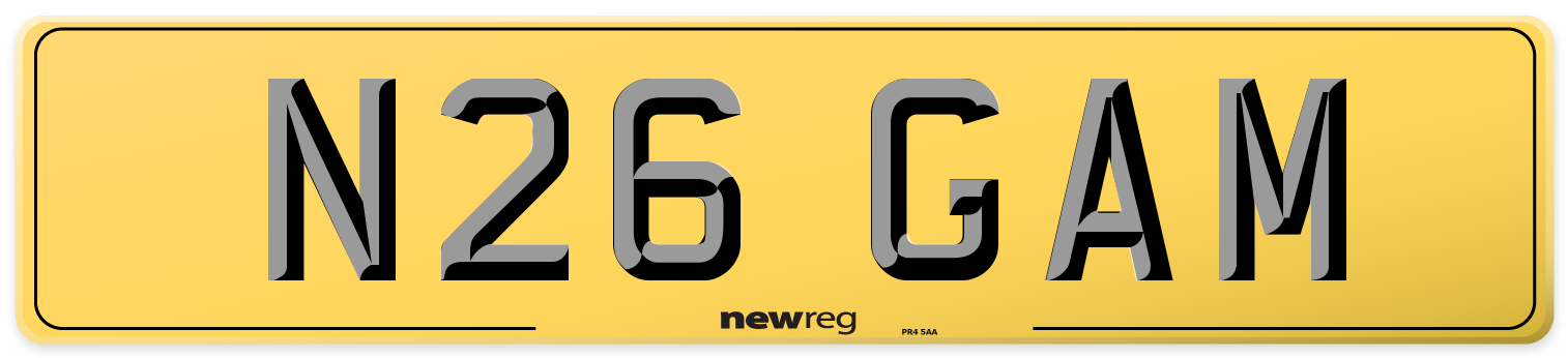 N26 GAM Rear Number Plate