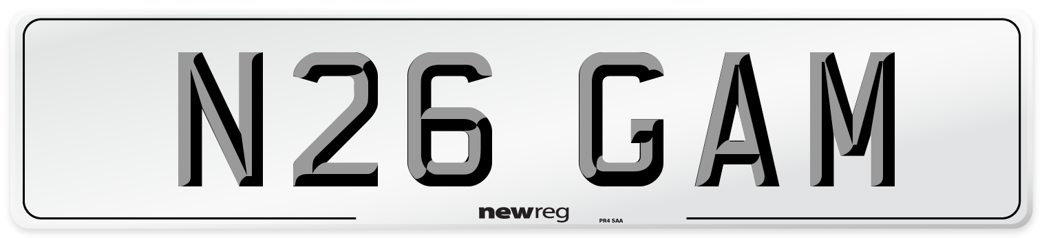 N26 GAM Front Number Plate