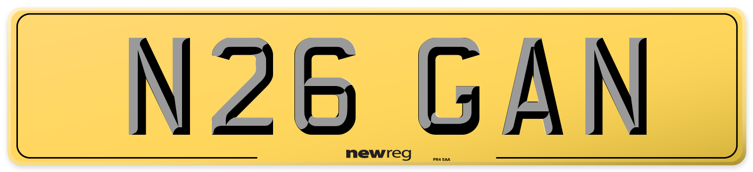 N26 GAN Rear Number Plate