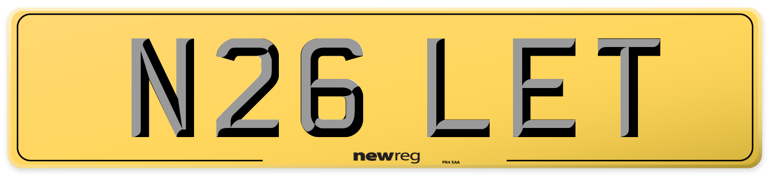N26 LET Rear Number Plate