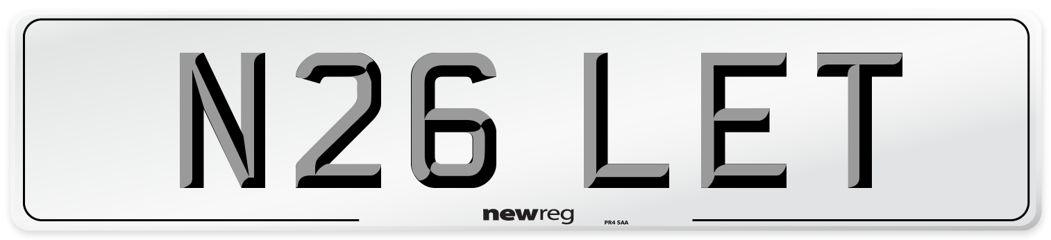 N26 LET Front Number Plate