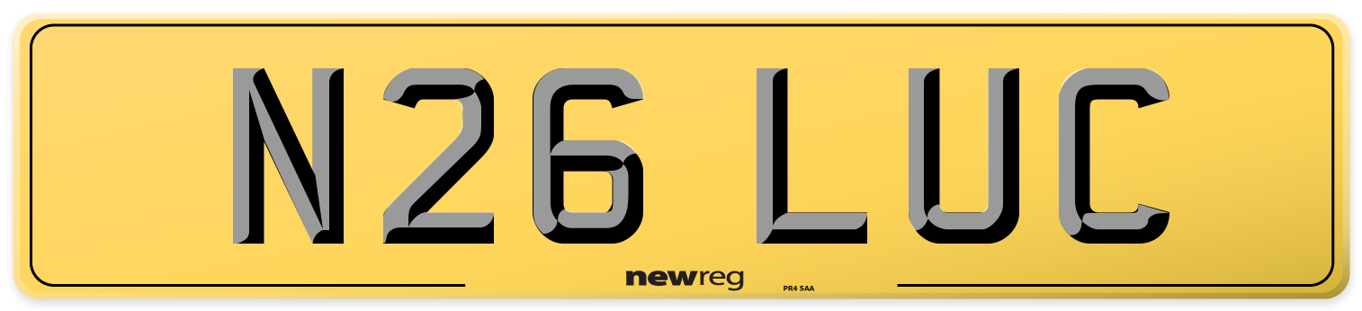 N26 LUC Rear Number Plate
