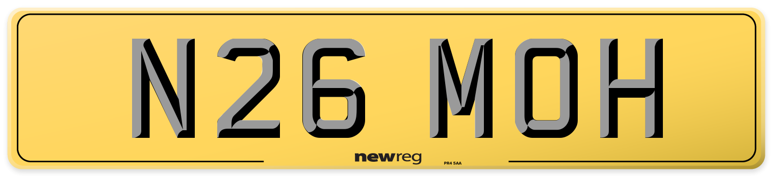N26 MOH Rear Number Plate