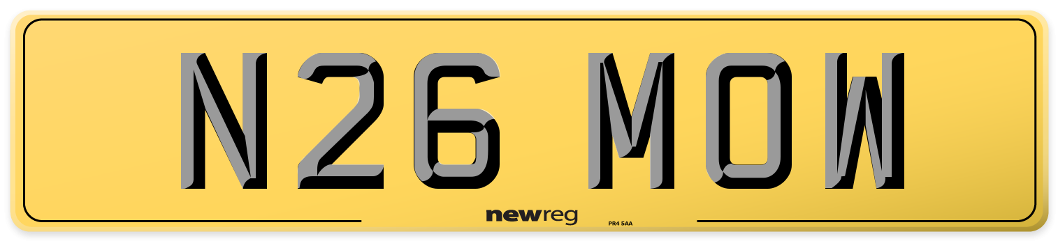 N26 MOW Rear Number Plate