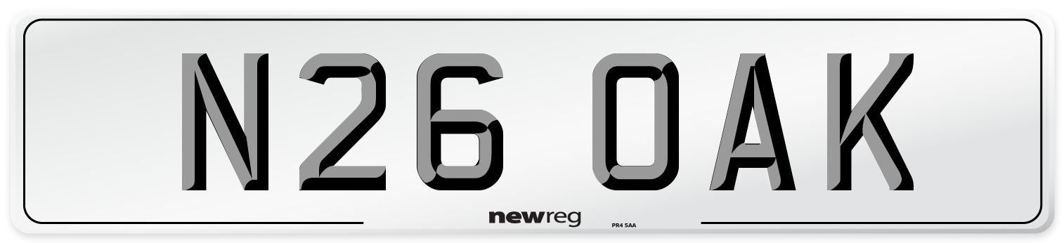 N26 OAK Front Number Plate