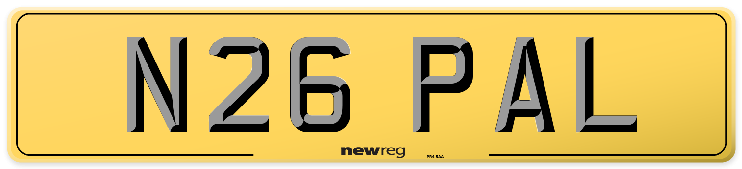 N26 PAL Rear Number Plate