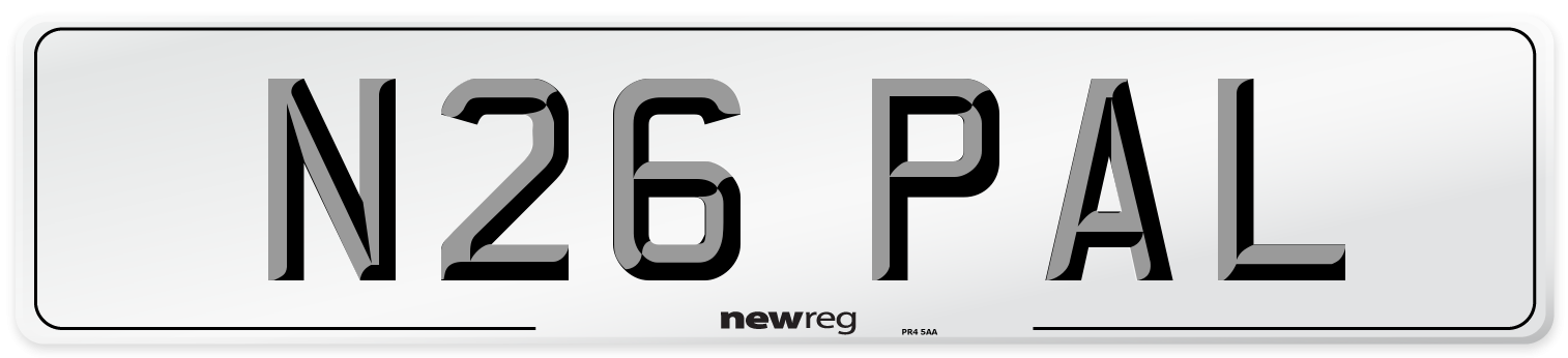 N26 PAL Front Number Plate
