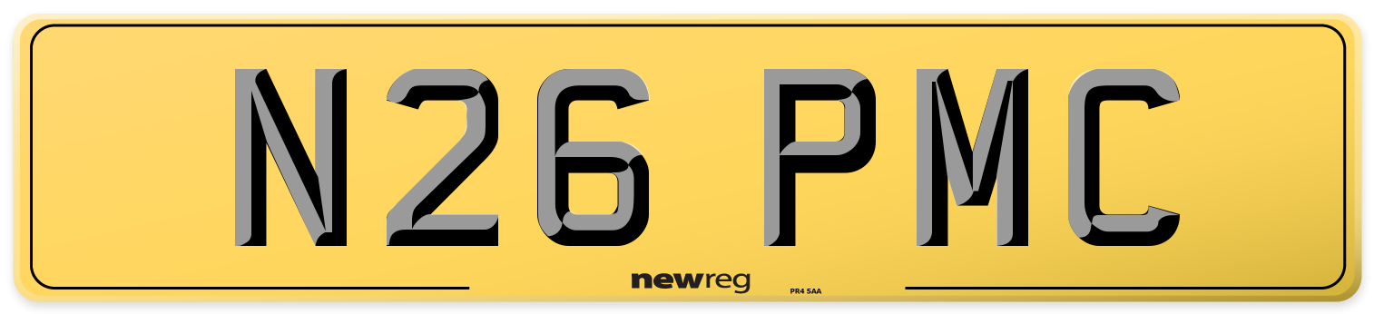 N26 PMC Rear Number Plate