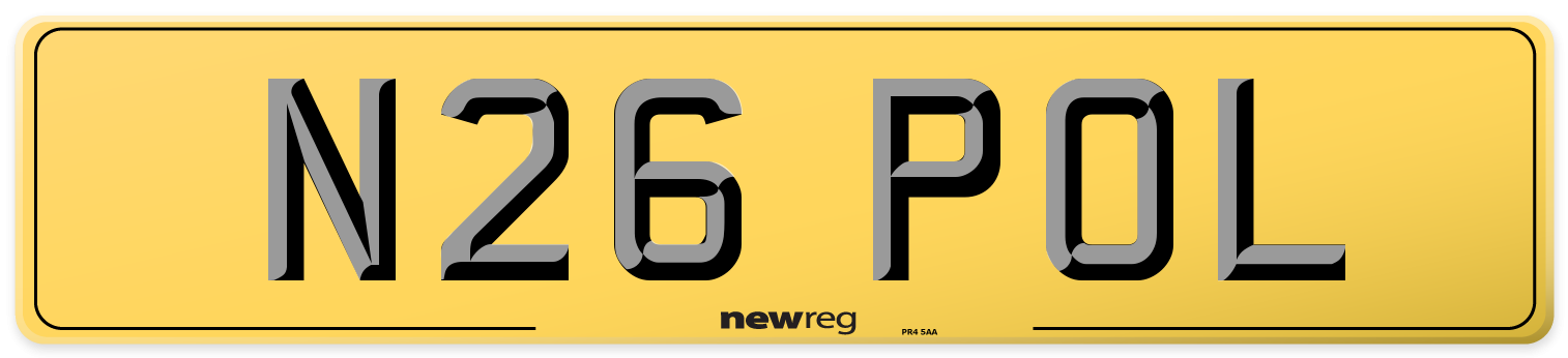N26 POL Rear Number Plate