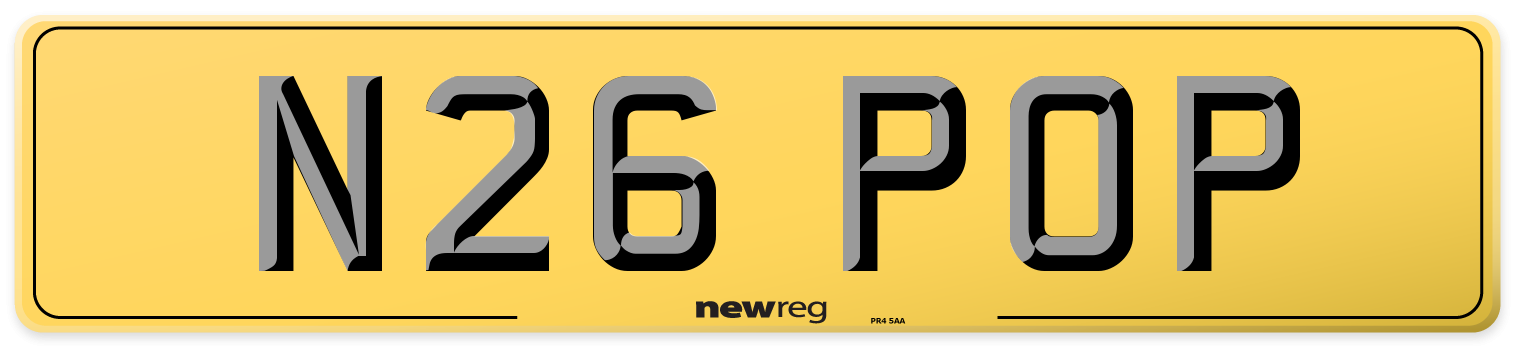 N26 POP Rear Number Plate