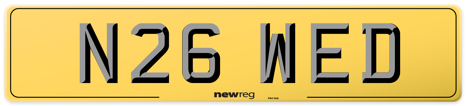 N26 WED Rear Number Plate