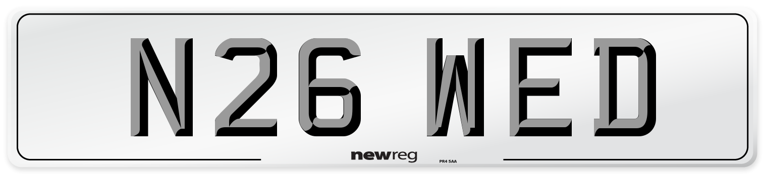 N26 WED Front Number Plate