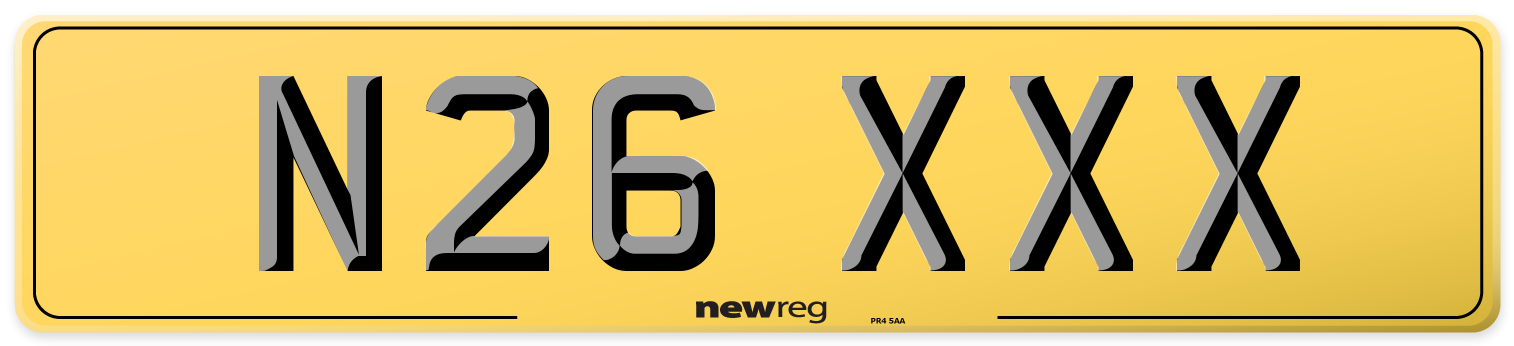 N26 XXX Rear Number Plate