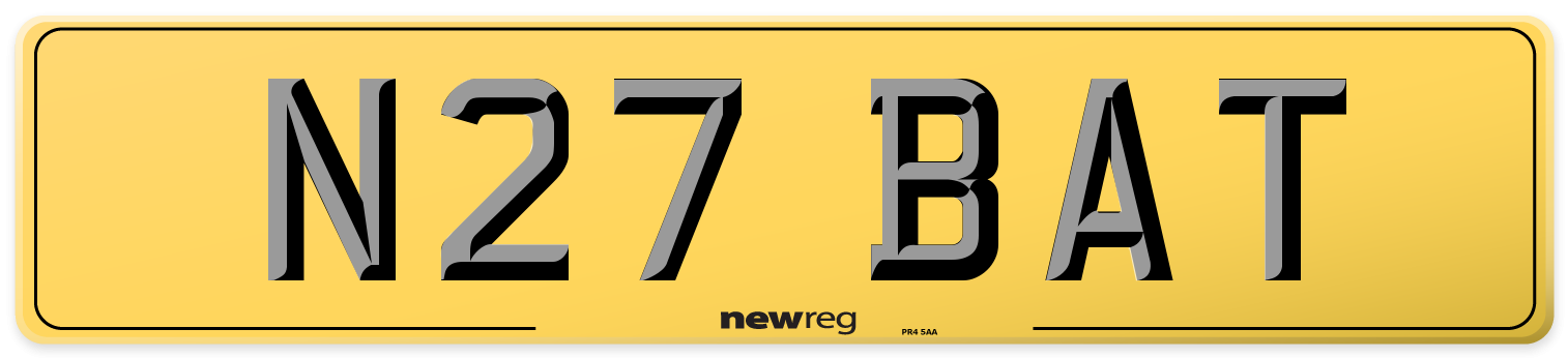 N27 BAT Rear Number Plate