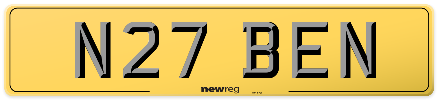 N27 BEN Rear Number Plate