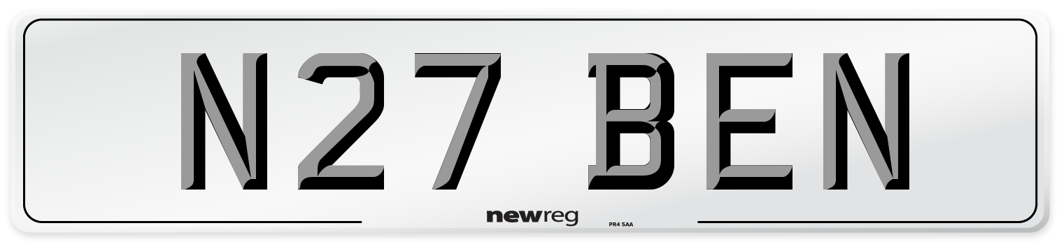 N27 BEN Front Number Plate