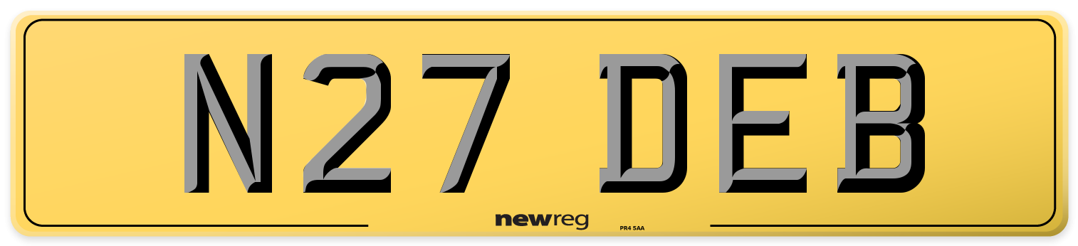 N27 DEB Rear Number Plate