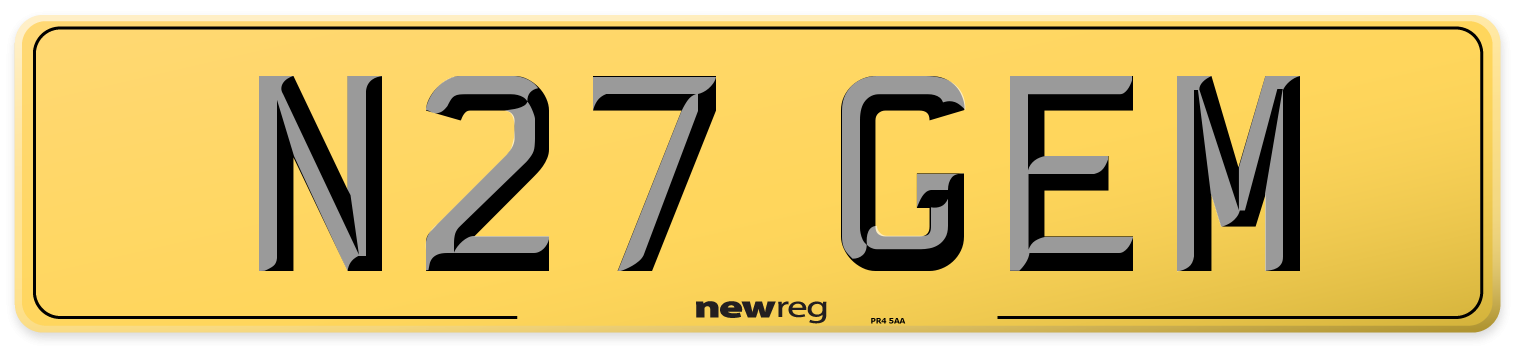 N27 GEM Rear Number Plate