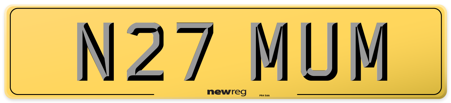 N27 MUM Rear Number Plate