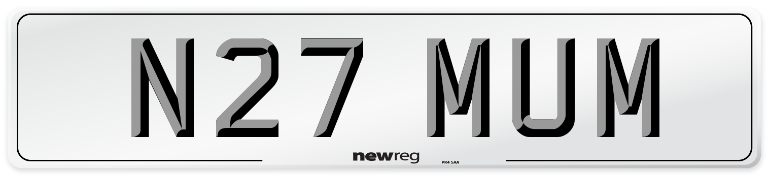 N27 MUM Front Number Plate