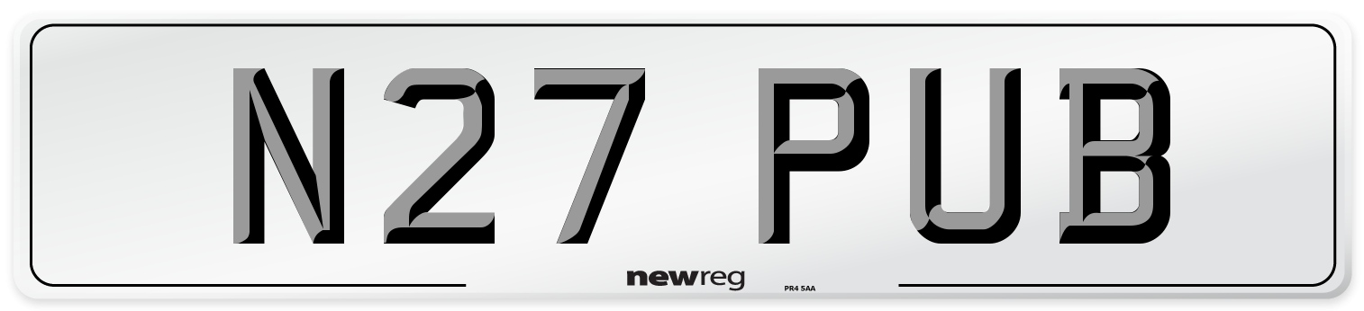 N27 PUB Front Number Plate