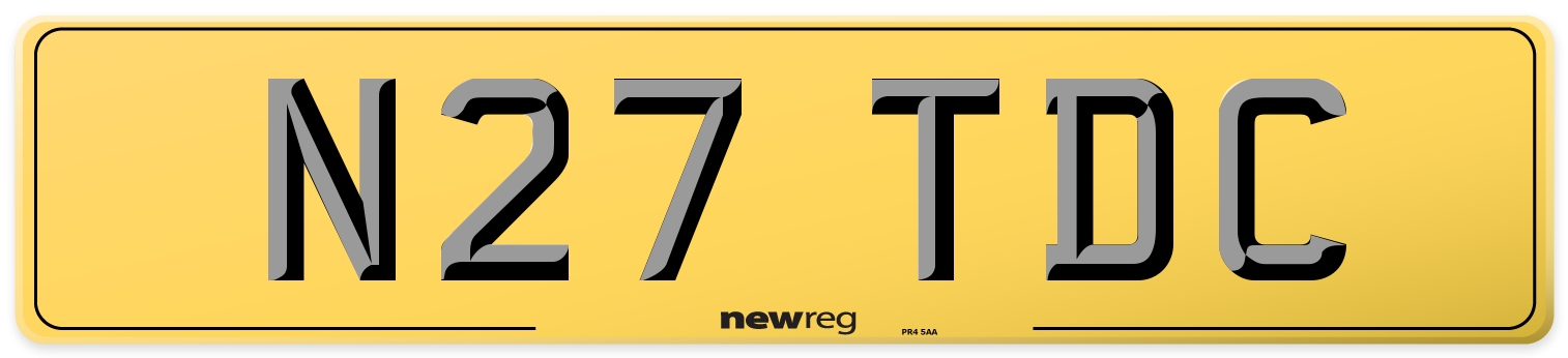 N27 TDC Rear Number Plate